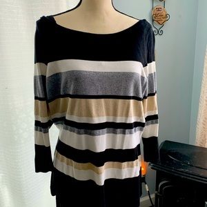 Silver, gold, black and white blouse